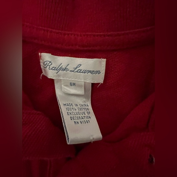 Ralph Lauren baby shortall one piece romper red Christmas Polo 3 6 Mos Holiday - Picture 4 of 5